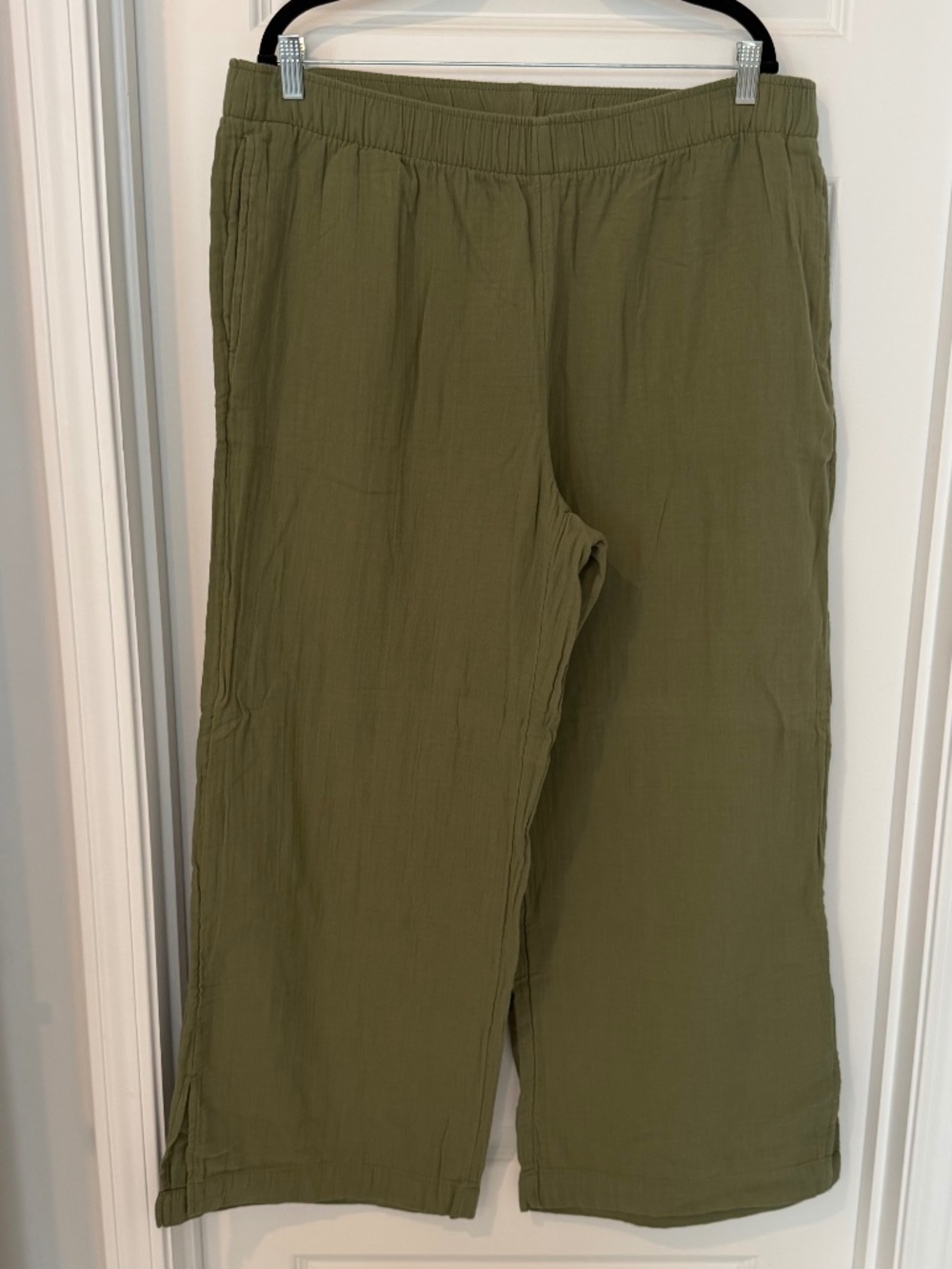 Classic Olive Green Wide Leg Beachy Pants